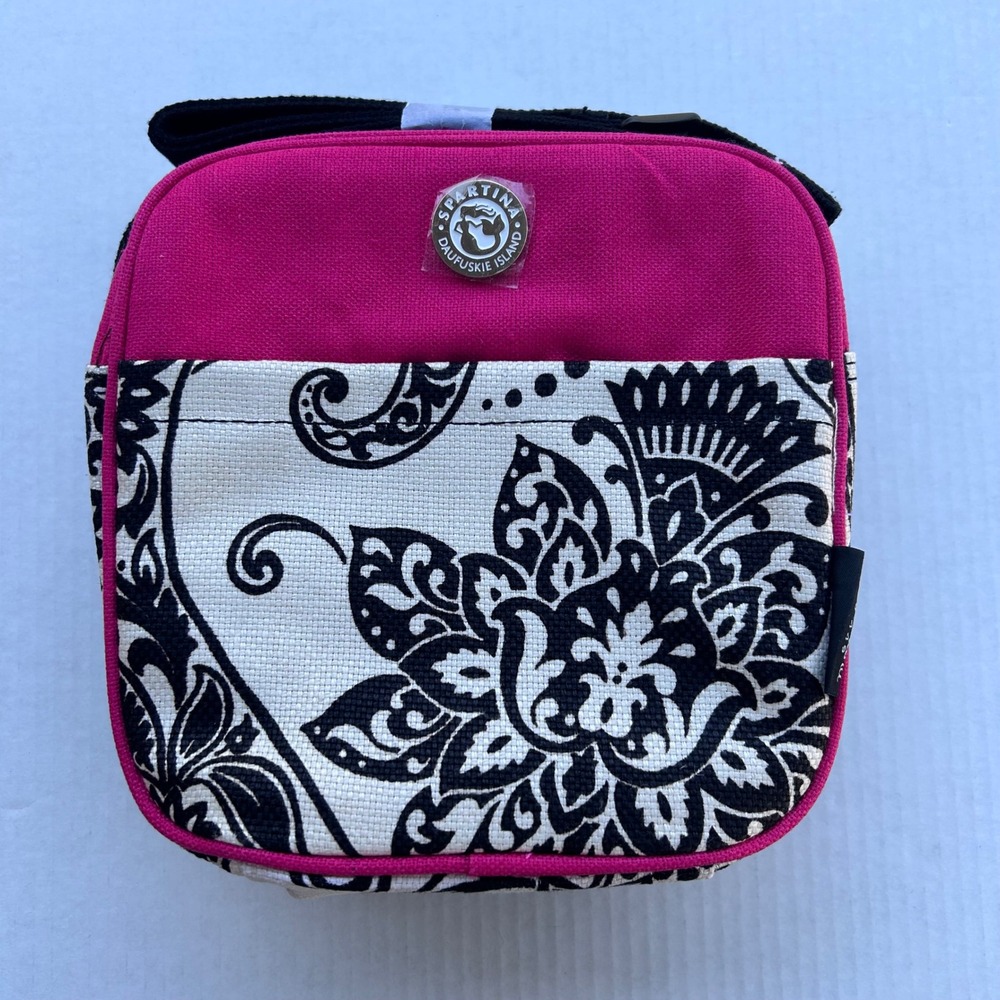 Spartina 449 Daufuskie Island‎ Insulated Lunch Bag Pink Black Floral Paisley New